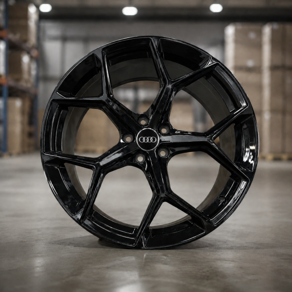 20-inch Audi RS6 Style gloss black alloy wheel with Audi centre cap suitable for Audi A4 A5 A6 A7 A8 S5 Q3 Q5 and Q7