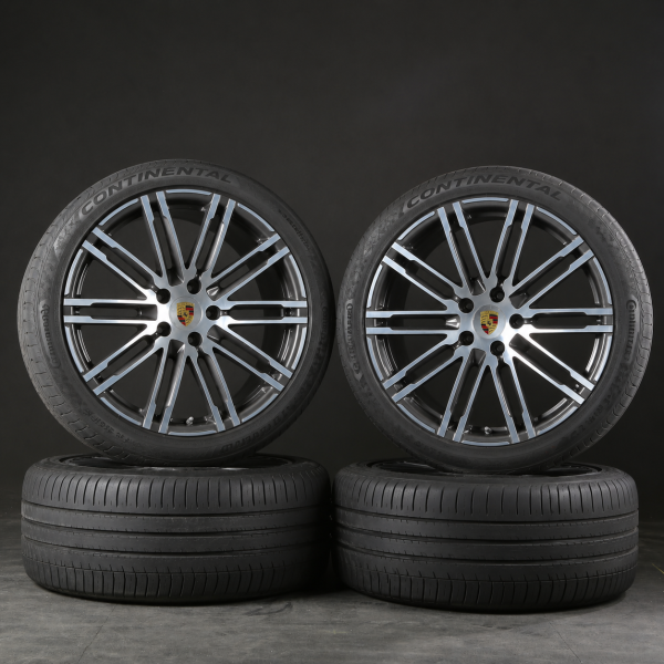 21-inch genuine Porsche Cayenne OEM alloy wheels fitted with like-new Continental tyres