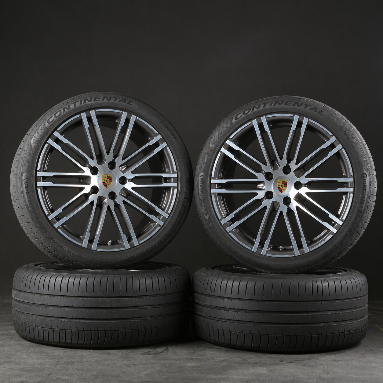 21-inch genuine Porsche Cayenne OEM alloy wheels fitted with like-new Continental tyres